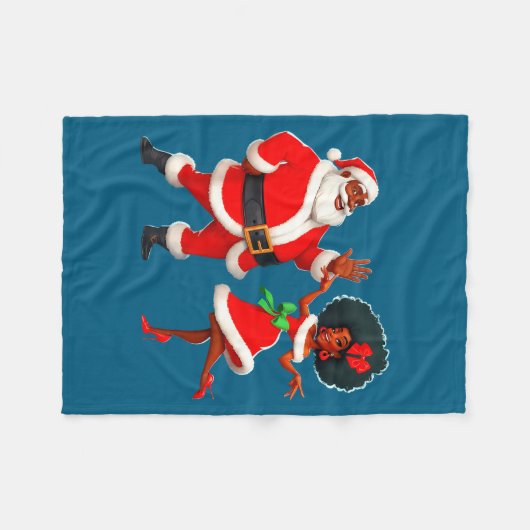 Christmas Mr Santa Mrs Claus Dancing African Ameri Fleecedecke (Vorderseite (Horizontal))