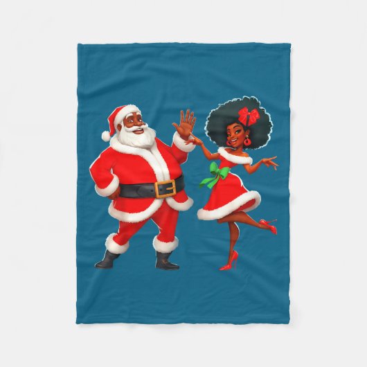 Christmas Mr Santa Mrs Claus Dancing African Ameri Fleecedecke (Vorderseite)
