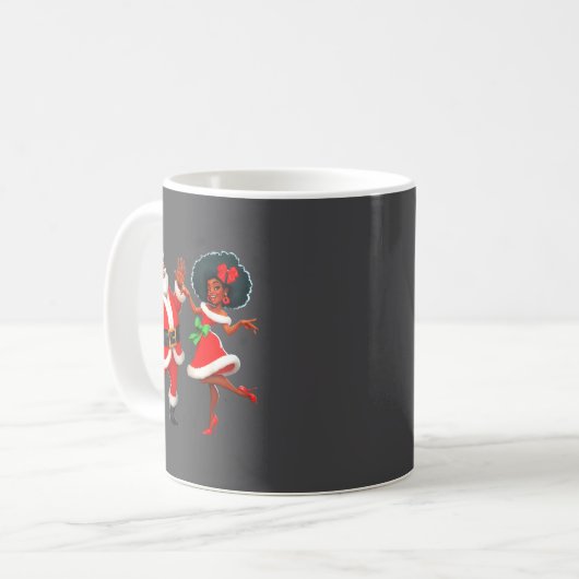 Christmas Mr Santa Mrs Claus Dancing African Ameri Kaffeetasse (Vorderseite Links)