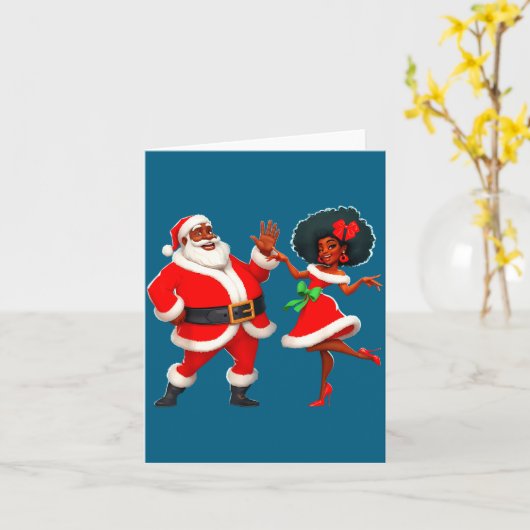 Christmas Mr Santa Mrs Claus Dancing African Ameri Karte (Gelbe Blume)