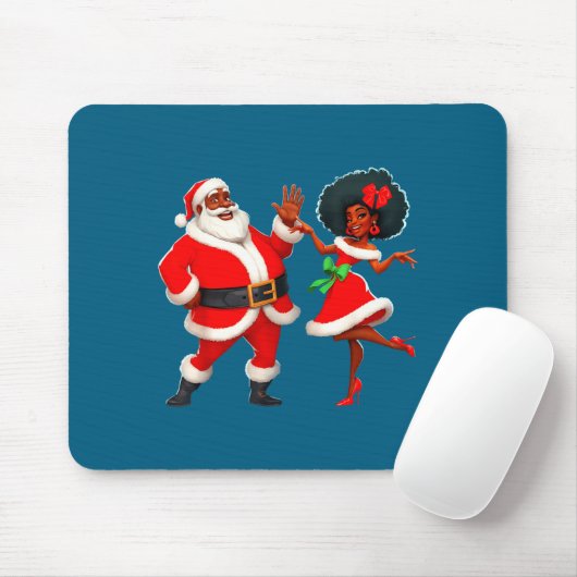 Christmas Mr Santa Mrs Claus Dancing African Ameri Mousepad (Mit Mouse)