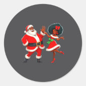 Christmas Mr Santa Mrs Claus Dancing African Ameri Runder Aufkleber (Vorderseite)