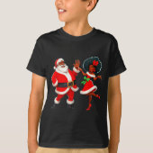 Christmas Mr Santa Mrs Claus Dancing African Ameri T-Shirt (Vorderseite)