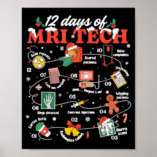Christmas Mri Tech 12 Days Of Mri Technician New M Poster (Vorne)