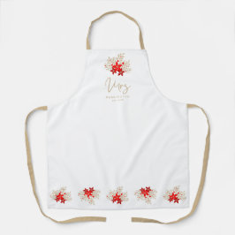 Christmas MRS Holly Branches Poinsettias Bouquet Schürze