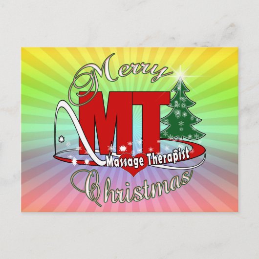 CHRISTMAS MT Massagetherapeut Feiertagspostkarte (Vorderseite)