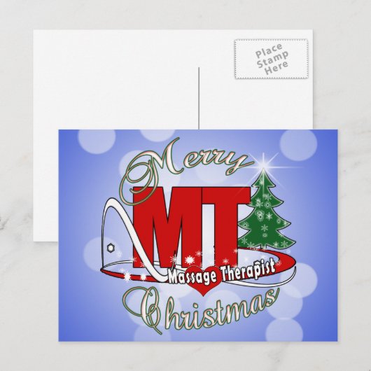 CHRISTMAS MT Massagetherapeut Feiertagspostkarte (Vorne/Hinten)