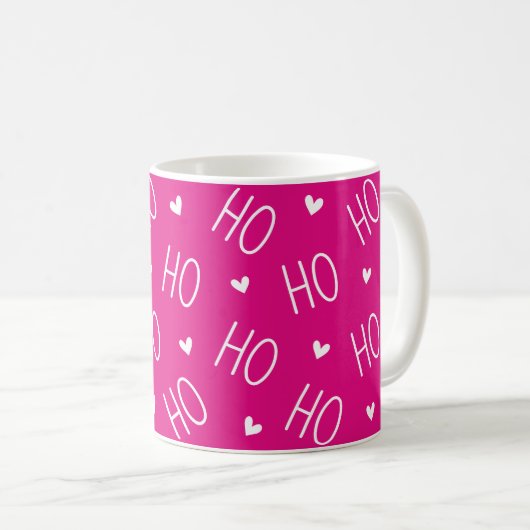 Christmas Mug | Ho Ho Ho Santa Heart Cute Girly Kaffeetasse (VorderseiteRechts)