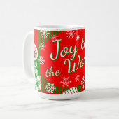 Christmas Mug – Joy to the World Red & Green Kaffeetasse (Vorderseite Links)