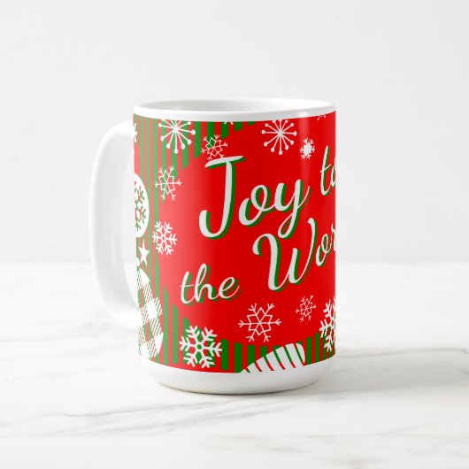 Christmas Mug – Joy to the World Red & Green Kaffeetasse (Vorderseite Links)
