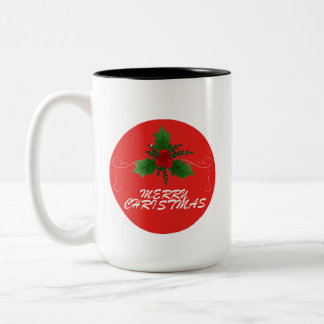 Christmas Mug – Merry Christmas Holly Design | Fes Zweifarbige Tasse
