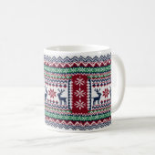 Christmas mug Traditional deer and snow stars desi Kaffeetasse (VorderseiteRechts)