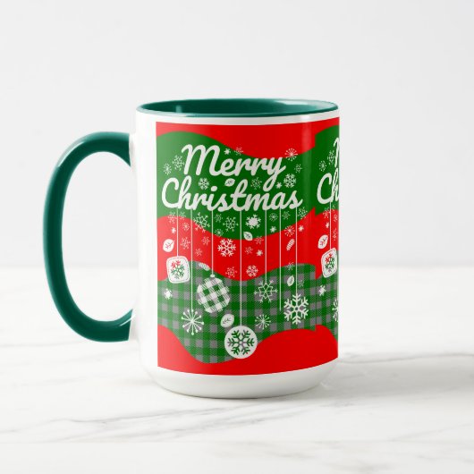 Christmas Mug – White Ornaments & Merry Christmas Tasse (Links)