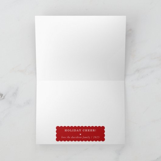 CHRISTMAS MULTI PHOTO modern gift red ribbon bow Dankeskarte (Innenseite)