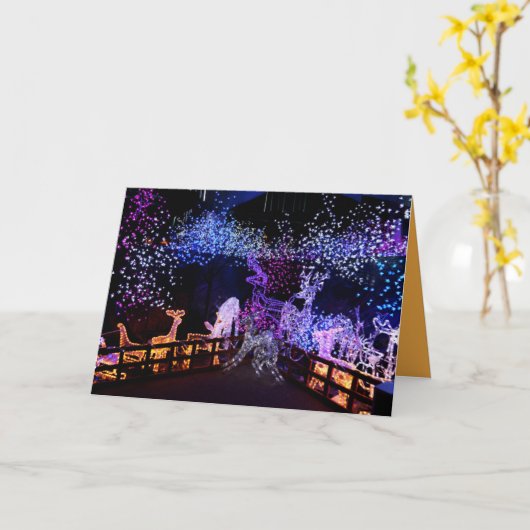 CHRISTMAS MULTICOLORED LIGHTS TIERFORMEN KARTE (Gelbe Blume)