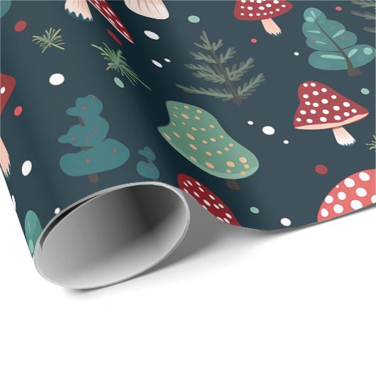 Christmas Mushroom Pattern Holiday Geschenkpapier (Rolleneckpunkt)