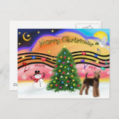 Christmas Music 2 - Airedale (stand) Feiertagspostkarte (Vorne/Hinten)