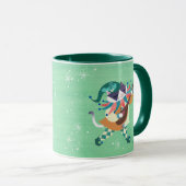 Christmas Music Elf Cat Green Tasse (VorderseiteRechts)