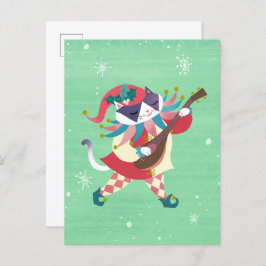 Christmas Music Elf Cat Postcard Postkarte