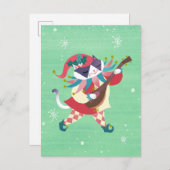 Christmas Music Elf Cat Postcard Postkarte (Vorne/Hinten)