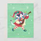 Christmas Music Elf Cat Postcard Postkarte (Vorderseite)