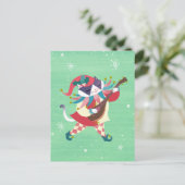 Christmas Music Elf Cat Postcard Postkarte (Stehend Vorderseite)
