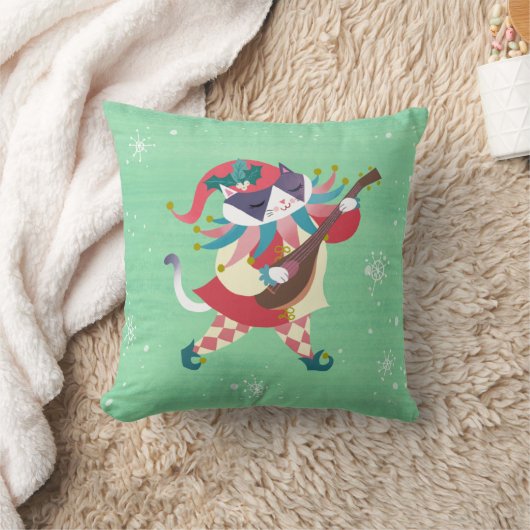 Christmas Music Elf Cat Throw Kissen Kissen (Decke)