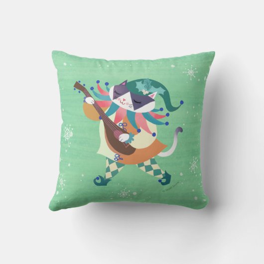 Christmas Music Elf Cat Throw Kissen Kissen (Rückseite)