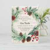 Christmas Music Red Berry Wreath Bachelorette Einladung (Stehend Vorderseite)