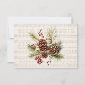 Christmas Music Red Berry Wreath Wedding RSVP Card (Rückseite)