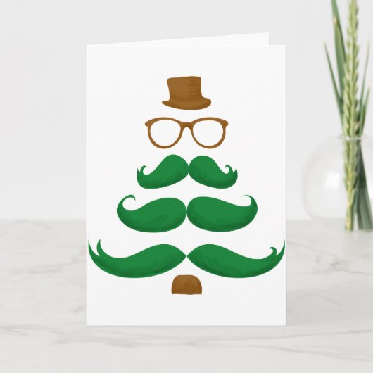 Christmas Mustache Tree Feiertagskarte (Vorderseite)