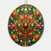 CHRISTMAS Muster Red Lila Gold Green 3D ~ Keramik Ornament (Links)