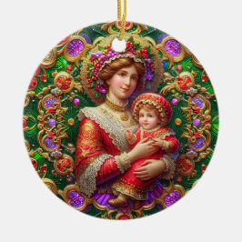 CHRISTMAS ~ Mutter und Kind im 19. Jahrhundert ~ Keramik Ornament