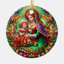 CHRISTMAS ~ Mutter und Kind im 19. Jahrhundert ~ Keramik Ornament