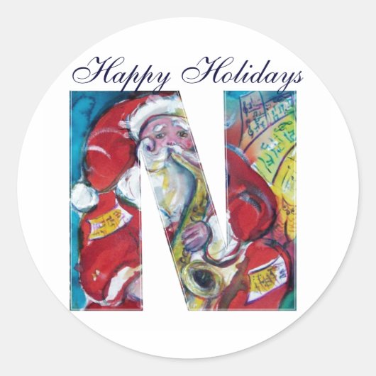 CHRISTMAS N SCHREIBEN / INSPIRIERT SANTA-MONOGRAMM RUNDER AUFKLEBER (Vorderseite)