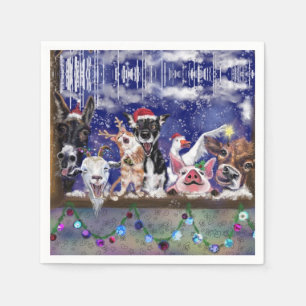 Christmas Napkins Happy Farm Animal Party Serviette