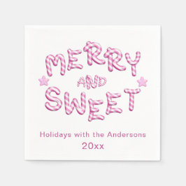 Christmas Napkins Merry Bright Candy Cane Holiday Serviette