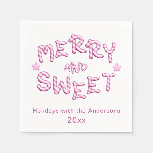 Christmas Napkins Merry Bright Candy Cane Holiday Serviette (Vorderseite)