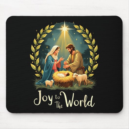 Christmas Nativity Christian Birth Of Jesus Joy To Mousepad (Vorne)
