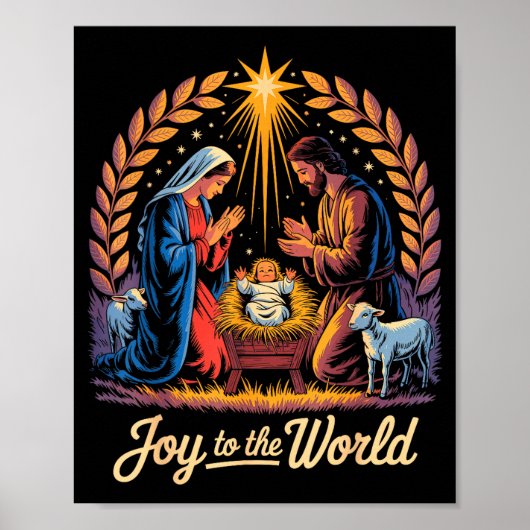 Christmas Nativity Christian Birth Of Jesus Joy To Poster (Vorne)