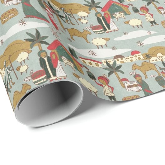 Christmas Nativity Plus Wise Men Geschenkpapier (Rolleneckpunkt)