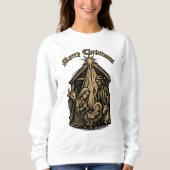 Christmas Nativity Retro Medieval Woodcut Sweatshirt (Vorderseite)