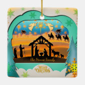 Christmas Nativity Scene 3D | Religious Holiday Keramikornament (Rückseite)
