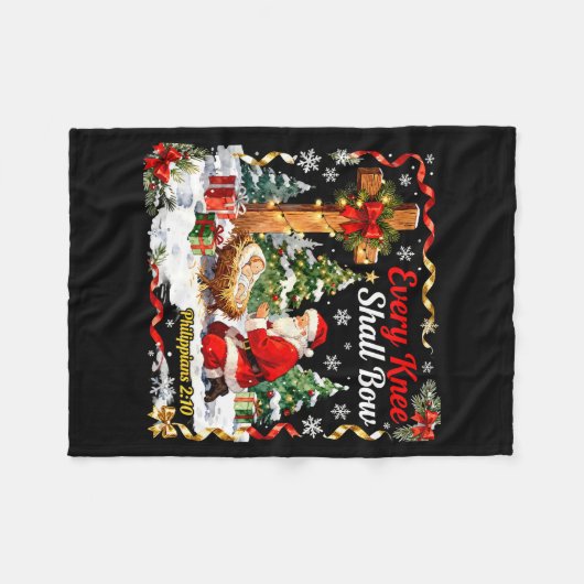 Christmas Nativity Scene Every Knee Shall Bow Sant Fleecedecke (Vorderseite (Horizontal))