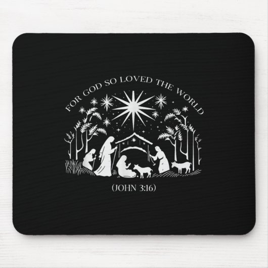 Christmas Nativity Scene For God So Loved The Worl Mousepad (Vorne)