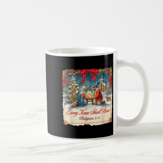 Christmas Nativity Scene Xmas Every Knee Shall Bow Kaffeetasse (Rechts)