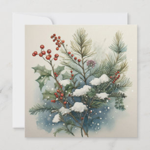 Christmas Nature Bouquet mit Holly Berry Feiertagskarte