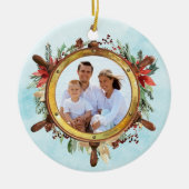 Christmas Nautical Beach Ships Wheel Foto Keramik Ornament (Vorne)