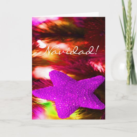 Christmas Navidad Lila Star III Feiertagskarte (Vorderseite)