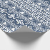 Christmas Navy Blue Holiday Strick Ugly Sweater Geschenkpapier (Ecke)